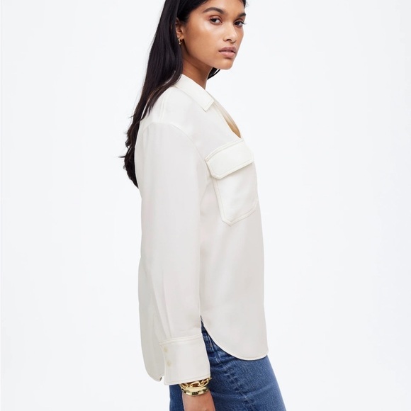 Madewell winter white Contrast-Stitch Popover Shirt - Picture 2 of 6